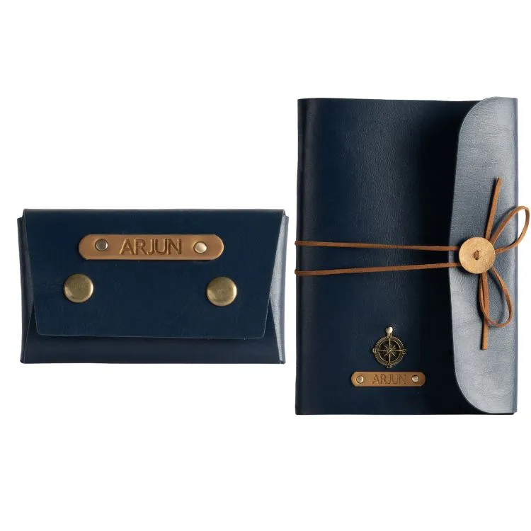 Personalized A5 Vegan Leather Diary and Visiting Card Holder